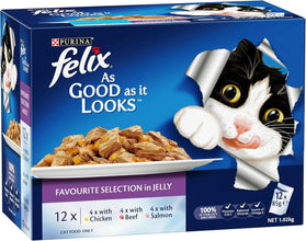 Felix As Good As It Looks, Adult Favourite Selection Wet Cat Food, 5 Cartons Each 12X85g