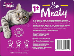 WHISKAS So Meaty 1+ Years Wet Cat Food Poultry Dishes in Gravy12 X 85G, 5 Pack (60 Pouches)