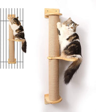 Wall-Mounted Cat Activity Tree with Jute Scratching Posts, Pine Hammock, Easy-Install Shelves for Playful Cats