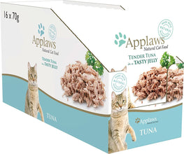 Applaws Tuna Natural Wet Cat Food in Jelly - 70 G Pouches, Complementary Food for Adult Cats, Pack of 16