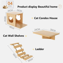 Cat Wall Shelves, Cat Wall Shelves and Perch for Wall, Cat Furniture Wall Mounted Cat Furniture 1 Cat Condos House, 2 Cat Wall Shelves, 1 Cat Scratching Post, 1 Cat Bridge Ladder