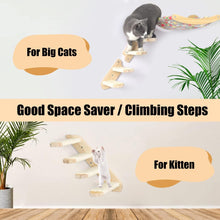 Cat Wall Steps Shelves Cat Climbing Shelf Reversible Wall Mounted, Wooden Four Step Cat Stairway with Scratching Sisal Rope for Cats Perch Platform Supplies Large Cats Scratching Post Activity Tree