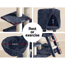 Kitty Kingdom  Cat Tree 244cm Tower Scratching Post Scratcher Trees Condo House Grey