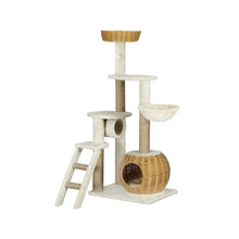 Kitty Kingdom  Cat Tree 138cm Tower Scratching Post Scratcher Wood Bed Condo House Rattan Ladder