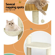 Kitty Kingdom  Cat Tree 138cm Tower Scratching Post Scratcher Wood Bed Condo House Rattan Ladder