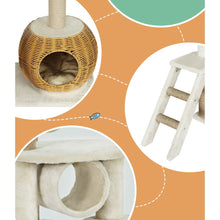 Kitty Kingdom  Cat Tree 138cm Tower Scratching Post Scratcher Wood Bed Condo House Rattan Ladder