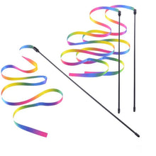 Cute Rainbow Strips Cat Teaser Wand