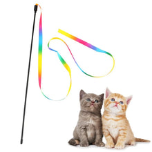 Cute Rainbow Strips Cat Teaser Wand