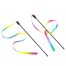 Cute Rainbow Strips Cat Teaser Wand