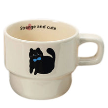 Multiyilego Retro Cartoon Cat Stacking Ceramic Mug