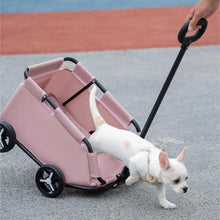 Pink Foldable Pet Travel Wagon for Small Dogs - Lightweight and Portable