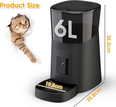 Pet Feeder,1080P HD Wifi 6L Automatic Cat Feeder 110°Angle Adjustable with Night Vision