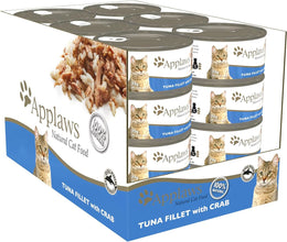 Applaws 100% Natural Wet Cat Food Tuna Fillet with Crab in Broth Tin 70G (Pack of 24), Limited Ingredients Pet Food