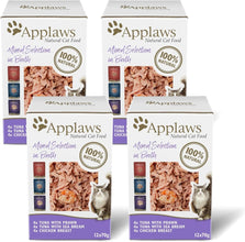 Applaws 100% Natural Wet Cat Food Mixed Variety Pack in Broth Pouch 70G (Pack of 48), Limited Ingredients Pet Food